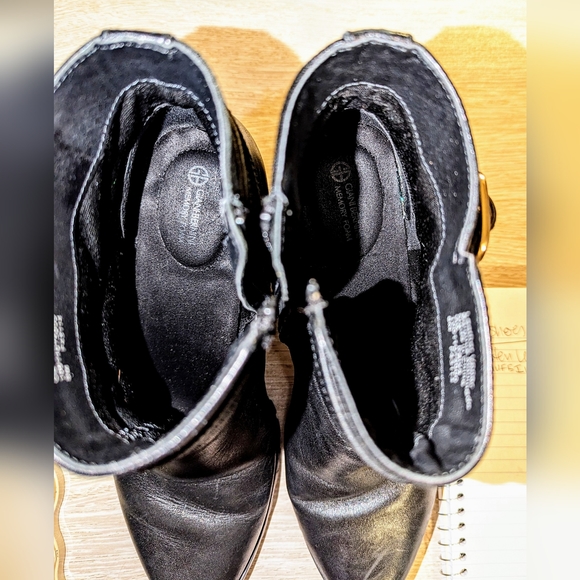 Giani Bernini Black Chunky Heel Leather Boots Size 8 - Picture 6 of 6